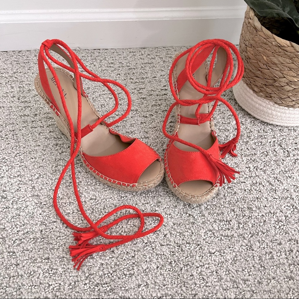 Coral Ankle Tie Wedge Sandals